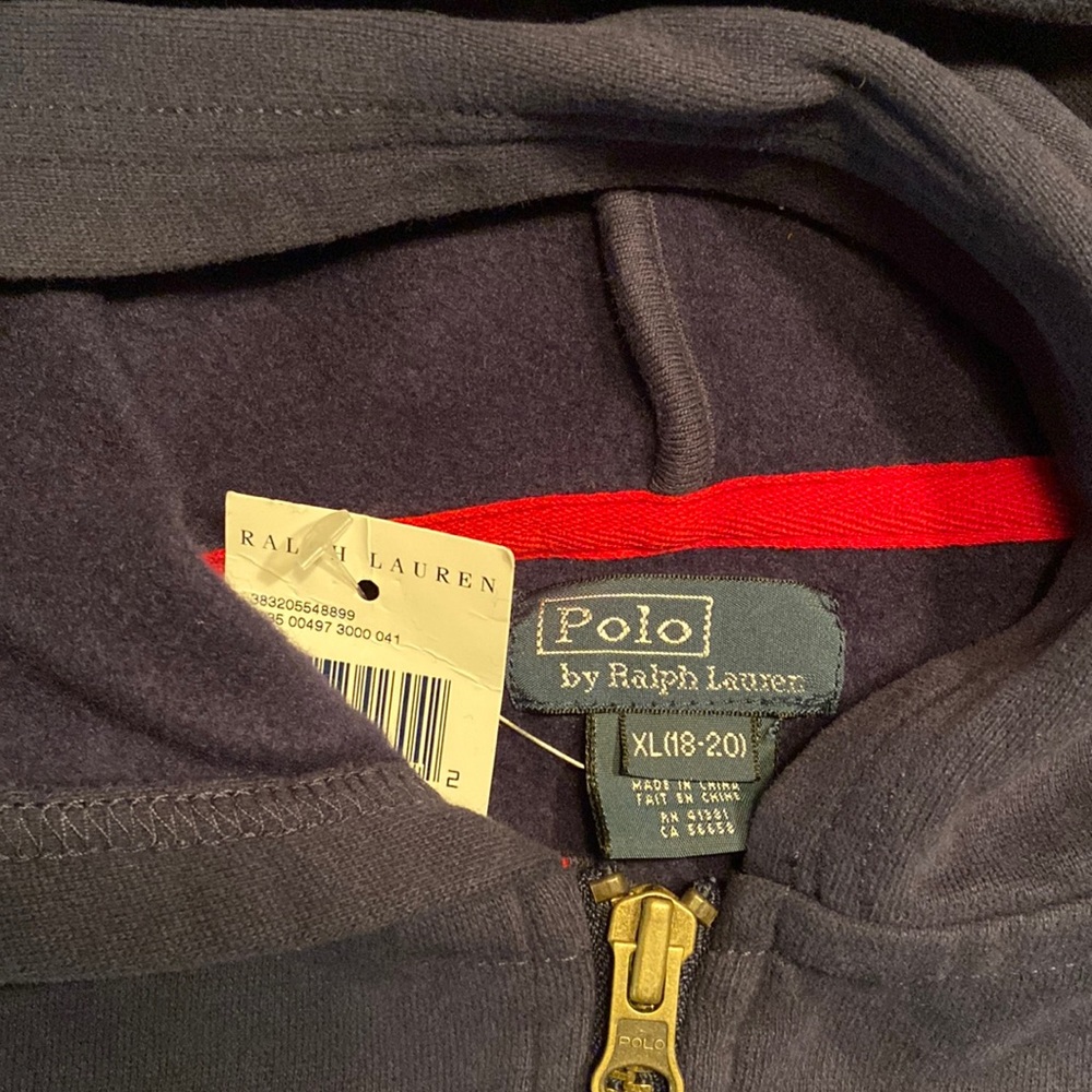 Polo Ralph Lauren Boys zip up Hoodie ( Big pony ) Navy Blue size XL 18-20
